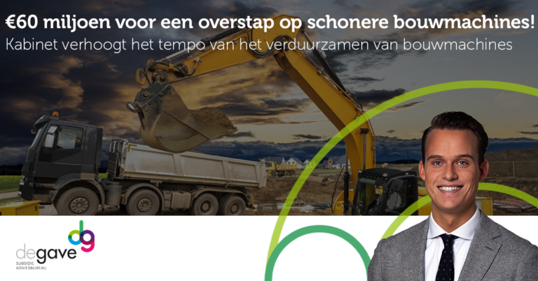 60 miljoen zal beschikbaar worden gesteld voor bouwbedrijven om over te stappen op schonere bouwmachines